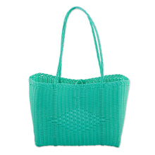 Load image into Gallery viewer, Handwoven Cerulean Tote Handbag from Guatemala - Bright Morning | NOVICA