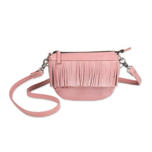 Load image into Gallery viewer, Fringed Petal Pink Leather Sling Handbag - Pink Dancer | NOVICA