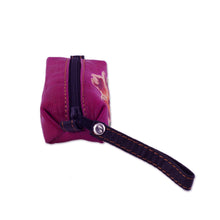 Load image into Gallery viewer, Handcrafted Floral Leather Coin Purse in Cerise - Passionate Flower | NOVICA