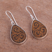 Load image into Gallery viewer, Leafy Sterling Silver and Pumpkin Shell Earrings from Peru - Enchanted Copse | NOVICA
