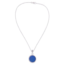 Load image into Gallery viewer, Sterling Silver and Natural Leaf Necklace in Blue from Peru - Blue Eden | NOVICA