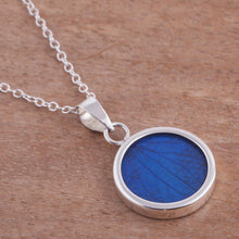Load image into Gallery viewer, Sterling Silver and Natural Leaf Necklace in Blue from Peru - Blue Eden | NOVICA
