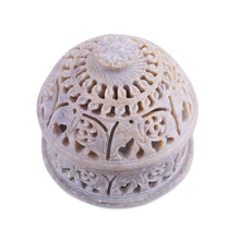 Load image into Gallery viewer, Elephant-Themed Soapstone Decorative Jar from India - Elephant Alliance | NOVICA