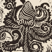 Load image into Gallery viewer, Octopus Theme Signed 4-Inch Linoleum Block Print - Octopus | NOVICA