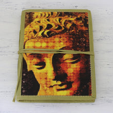 Load image into Gallery viewer, Handmade Paper and Cotton Journal with Buddha Theme - Praying Buddha | NOVICA