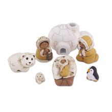 Load image into Gallery viewer, Inuit-Themed Ceramic Nativity Scene from Peru (8 Pcs) - Inuit Family | NOVICA
