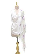 Load image into Gallery viewer, Hand Painted Silk Blend Queen's Gilliflower Shawl from India - Queen's Gilliflower | NOVICA