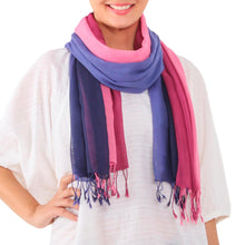 Load image into Gallery viewer, Two Handwoven Cotton Wrap Scarves from Thailand - Colors of Experience | NOVICA