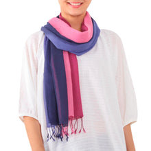 Load image into Gallery viewer, Two Handwoven Cotton Wrap Scarves from Thailand - Colors of Experience | NOVICA
