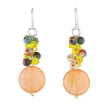 Load image into Gallery viewer, Orange Quartz and Glass Bead Dangle Earrings from Thailand - Fun Circles in Orange | NOVICA