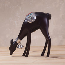 Load image into Gallery viewer, Sterling Silver and Mahogany Wood Deer Sculpture from Peru - Deer of the Andes | NOVICA