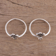 Load image into Gallery viewer, Flower Motif Toe Rings Handmade in Sterling Silver (Pair) - Flower and Swirl | NOVICA