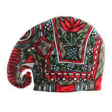 Load image into Gallery viewer, Indian Chain Stitched 100% Wool and Cotton Elephant Tea Cozy - Marching Elephant in Orange | NOVICA