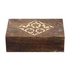Load image into Gallery viewer, Handcrafted Floral Mango Wood Decorative Box from India - Blossoming Rhombus | NOVICA