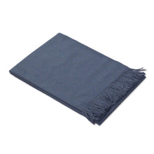 Load image into Gallery viewer, 100% Baby Alpaca Throw Blanket in Steel Blue from Peru - Blissful Dream in Steel Blue | NOVICA
