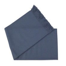 Load image into Gallery viewer, 100% Baby Alpaca Throw Blanket in Steel Blue from Peru - Blissful Dream in Steel Blue | NOVICA