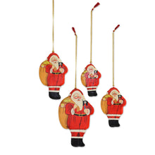 Load image into Gallery viewer, Papier Mache Santa Ornaments (Set of 4) from India - Bringing Gifts | NOVICA
