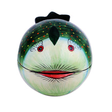 Load image into Gallery viewer, Hand-Painted Papier Mache Fish Decorative Box from India - Green Fish | NOVICA