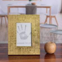 Load image into Gallery viewer, Hand Crafted Golden Glass Mosaic 4x6 Photo Frame from India - Golden Harmony | NOVICA