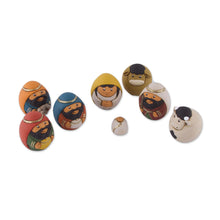 Load image into Gallery viewer, 7 Piece Egg-Shaped Diminutive Ceramic Nativity Scene - Christmas Egg-citement | NOVICA