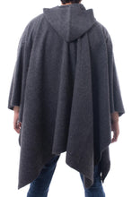Load image into Gallery viewer, Graphite Grey Alpaca Blend Hooded Poncho for Men - Highlands Grey | NOVICA