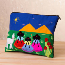 Load image into Gallery viewer, Handcrafted Cotton Blend Patchwork Cosmetic Bag from Peru - Walk in the Countryside | NOVICA