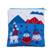 Load image into Gallery viewer, Cotton Blend Patchwork Cosmetic Case in Blue from Peru - Blue Andes | NOVICA