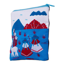 Load image into Gallery viewer, Cotton Blend Patchwork Cosmetic Case in Blue from Peru - Blue Andes | NOVICA