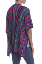 Load image into Gallery viewer, Peruvian Multicolored Acrylic and Alpaca Blend Ruana Kimono - Peruvian Rainbow | NOVICA