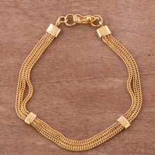 Load image into Gallery viewer, Gold Plated Sterling Silver Naga Chain Bracelet from Peru - Dragon Royalty | NOVICA