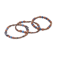 Load image into Gallery viewer, Three Hematite and Ceramic Beaded Bracelets in Earth Tones - Andean Eyes | NOVICA