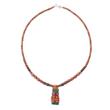 Load image into Gallery viewer, Sterling Silver and Ceramic Beaded Incan Pendant Necklace - Andes Mountain Deity | NOVICA