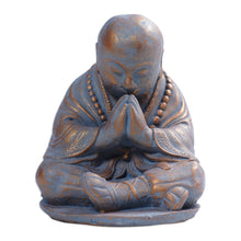Load image into Gallery viewer, Cast Stone Praying Shaolin Monk Sculpture in Antique Finish - Shaolin Meditation | NOVICA