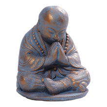 Load image into Gallery viewer, Cast Stone Praying Shaolin Monk Sculpture in Antique Finish - Shaolin Meditation | NOVICA