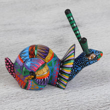 Load image into Gallery viewer, Multicolored Wood Snail Alebrije Figurine from Mexico - Rainbow Snail | NOVICA