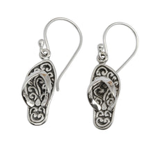 Load image into Gallery viewer, Handmade Sterling Silver Dangle Sandal Earrings from Bali - Celuk Sandal | NOVICA