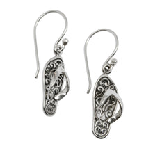 Load image into Gallery viewer, Handmade Sterling Silver Dangle Sandal Earrings from Bali - Celuk Sandal | NOVICA