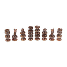 Load image into Gallery viewer, Onyx and Marble Mini Chess Set in Brown and Ivory (5 In) - Brown and Ivory Challenge | NOVICA