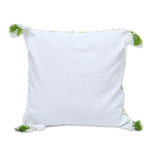 Load image into Gallery viewer, 100% Cotton Green and White Print Cushion Covers (Pair) - Forest Swirls | NOVICA