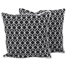 Load image into Gallery viewer, Handmade 100% Screen Printed Cotton Cushion Covers Pair - Magic Cubes | NOVICA