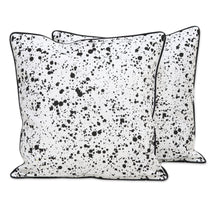 Load image into Gallery viewer, Splash Motif Black and White Cotton Cushion Covers (Pair) - Spotted White | NOVICA