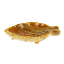 Load image into Gallery viewer, Handcrafted Leaf-Shaped Onyx Catchall in Brown from Mexico - Handy Leaf in Brown | NOVICA