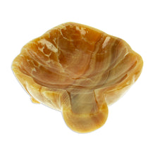 Load image into Gallery viewer, Handcrafted Leaf-Shaped Onyx Catchall in Brown from Mexico - Handy Leaf in Brown | NOVICA