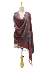 Load image into Gallery viewer, Viscose Blend Floral and Paisley Shawl from India - Paisley Grandeur | NOVICA