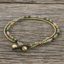 Load image into Gallery viewer, Handmade Multi-Color Agate Brass Beaded Anklet with Loop - Valley of Color | NOVICA