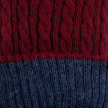 Load image into Gallery viewer, Cranberry and Blue 100% Alpaca Reversible Knit Hat from Peru - Warm and Snug | NOVICA