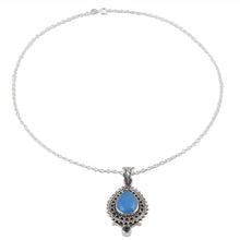 Load image into Gallery viewer, Handcrafted Blue Chalcedony Pendant Necklace from India - Soul's Serenity | NOVICA