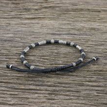 Load image into Gallery viewer, Hill Tribe Style 950 Silver And Black Cord Bracelet - True Balance in Black | NOVICA