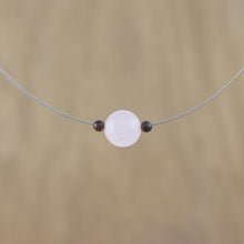 Load image into Gallery viewer, Rose Quartz and Garnet Pendant Necklace from Thailand - Touch of Rose | NOVICA