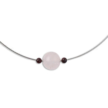 Load image into Gallery viewer, Rose Quartz and Garnet Pendant Necklace from Thailand - Touch of Rose | NOVICA